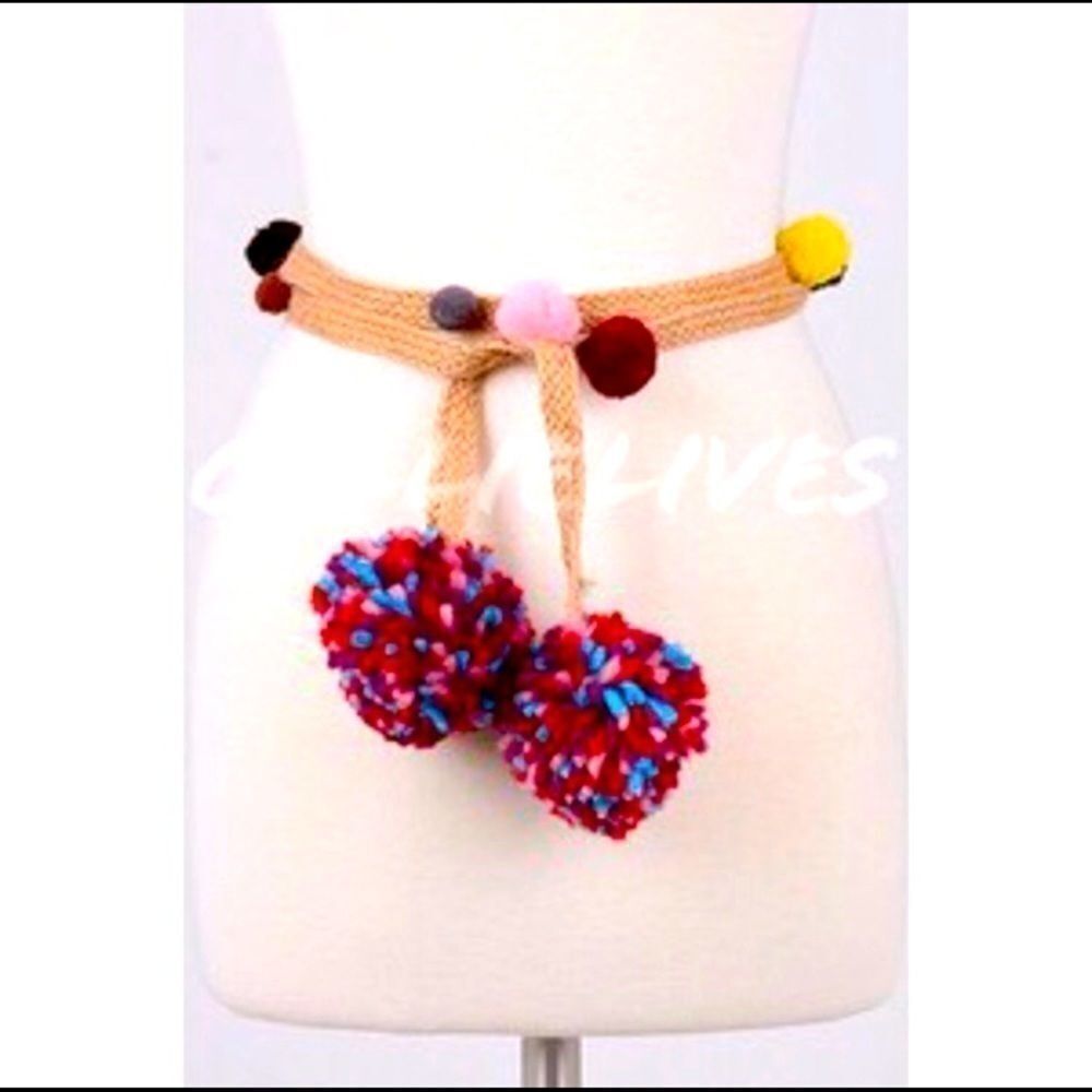 Callie Lives Hippie Boho Pom Pom Belt OS